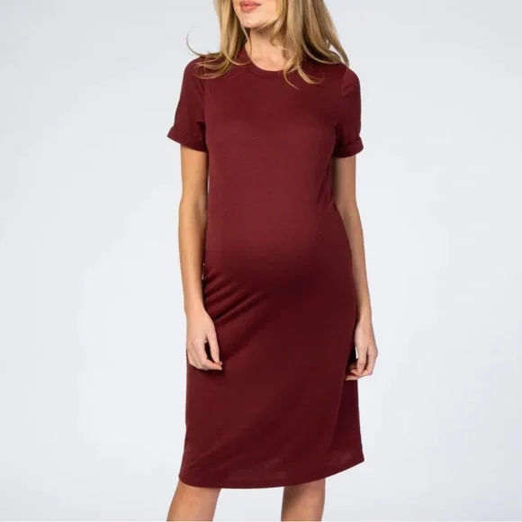 pink blush burgundy dress PinkBlush Burgundy Chiffon High Neck Maternity Dress XL